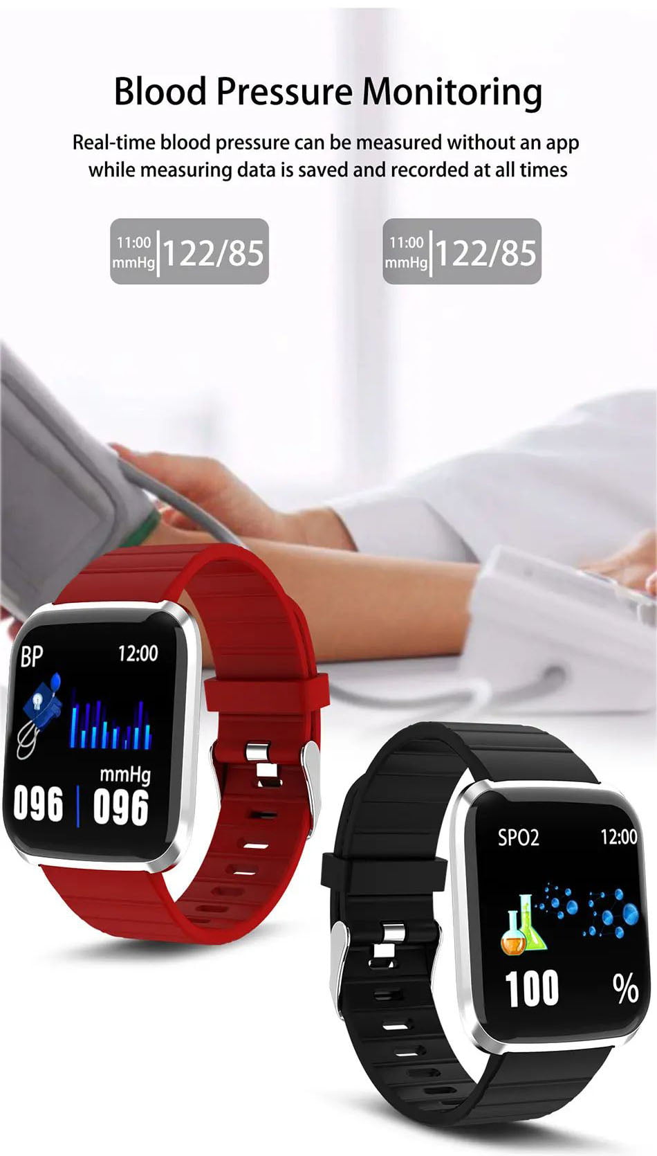 116 pro smart watch 1.3 inch heart rate blood pressure watch (2)