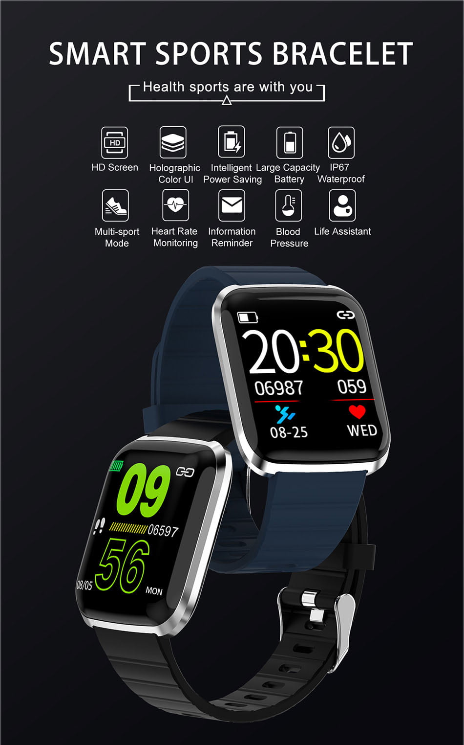 116 pro smart watch 1.3 inch heart rate blood pressure watch (8)
