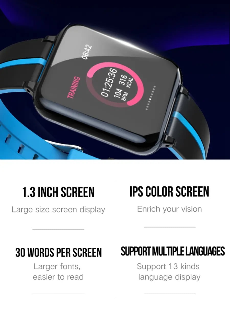 B57 1.3 inch Color Screen HR Blood Pressure Weather Remind Sport Smart Watch (4)