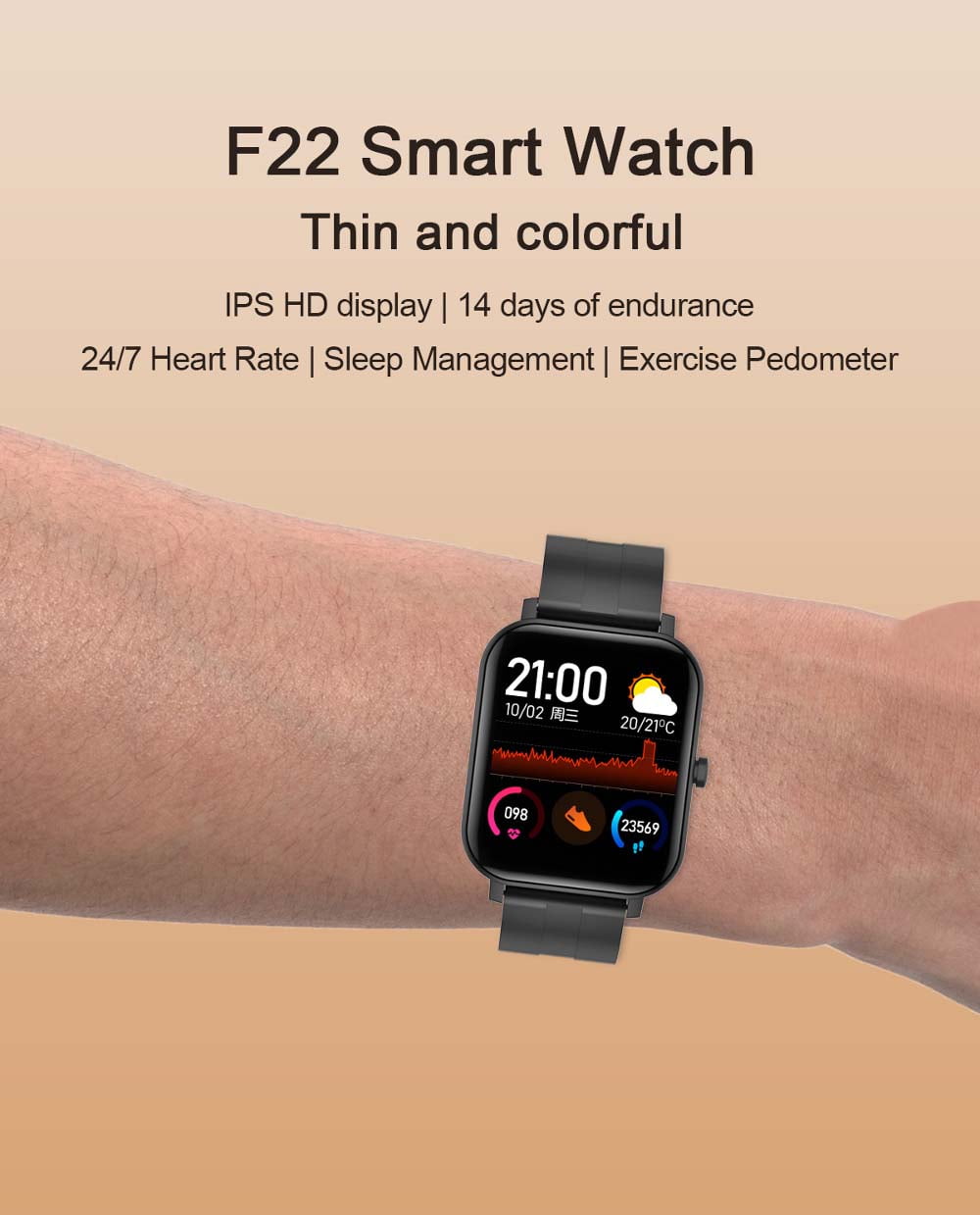 F22 Smart Watch 1.4inch wristband body temperature heart rate (11)