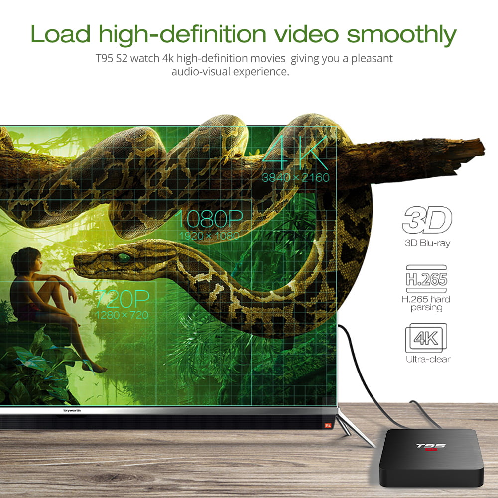 Firefly T95 S2 Android Smart TV Box S905W64bit Quad Core 2Ghz 2G DDR3 16G flash Android 7.1 10