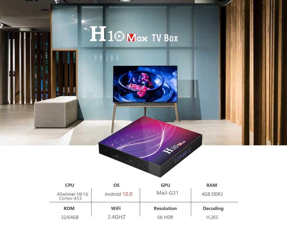 H10 MAX Allwinner H616 4GB RAM 32GB ROM Android 10 Smart TV Box (2)
