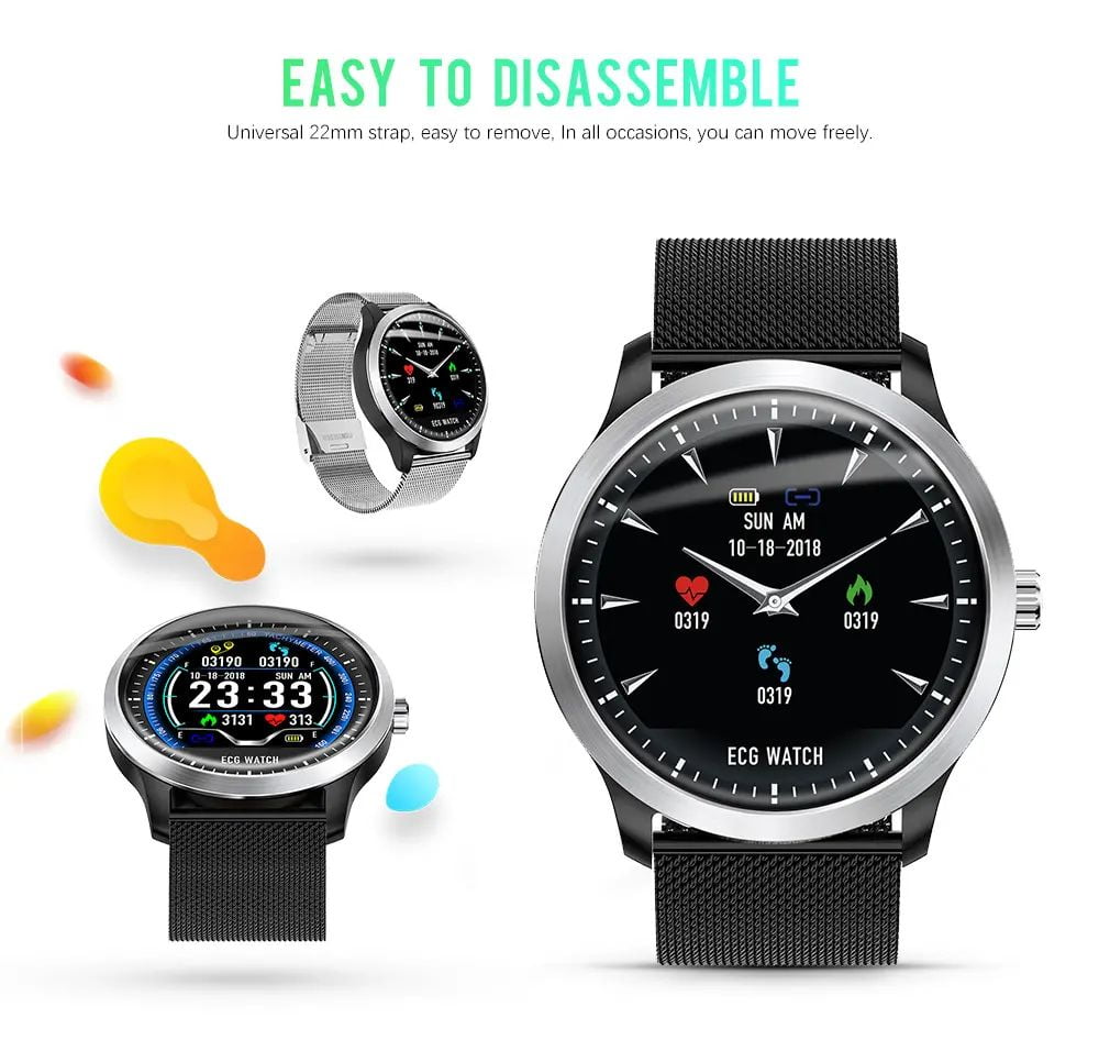 N58 ecg Smart Watch display stainless steel hr sleep monitor (10)
