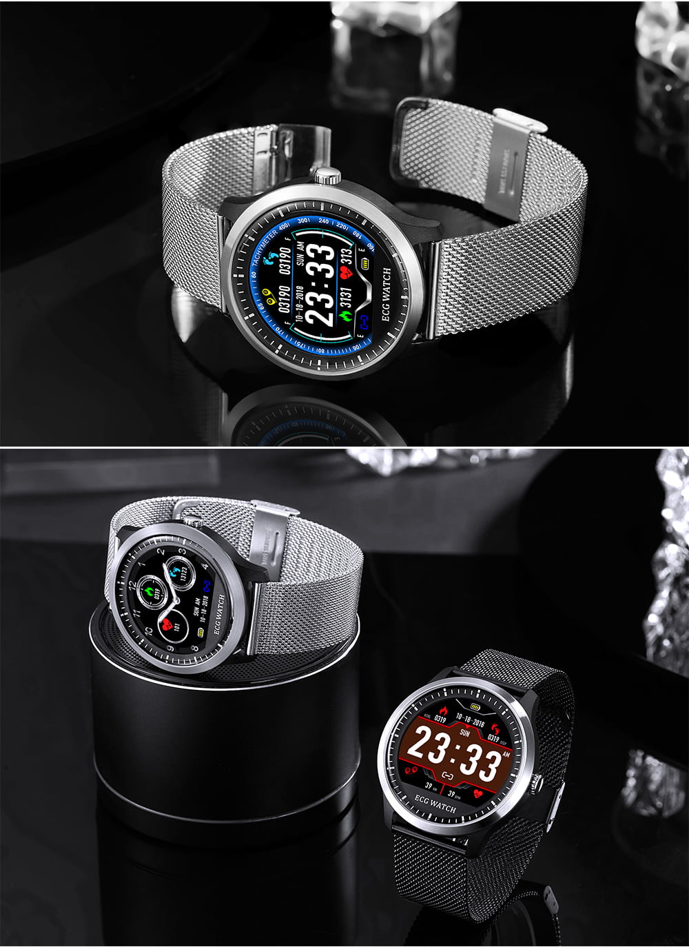 N58 ecg Smart Watch display stainless steel hr sleep monitor (2)