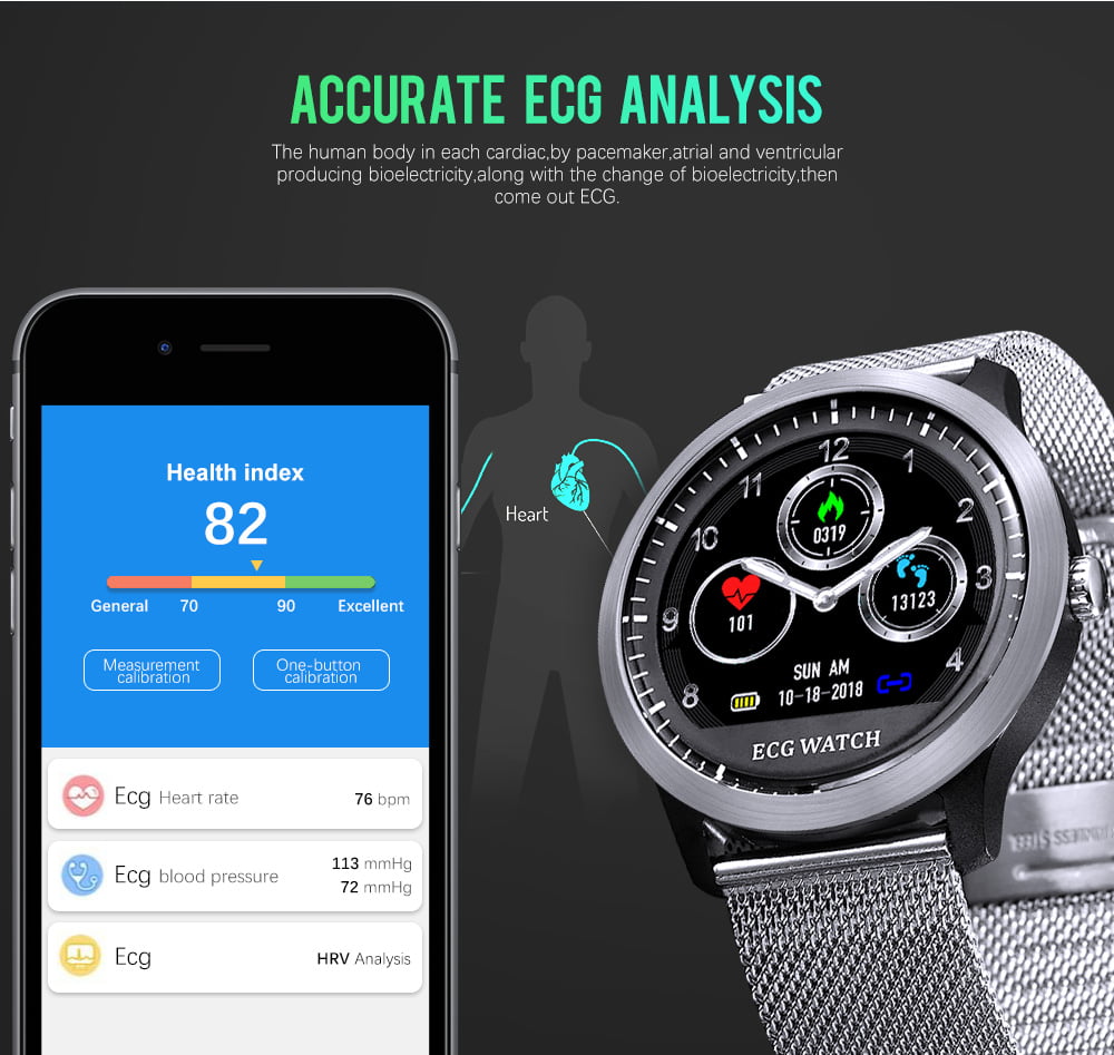 N58 ecg Smart Watch display stainless steel hr sleep monitor (3)