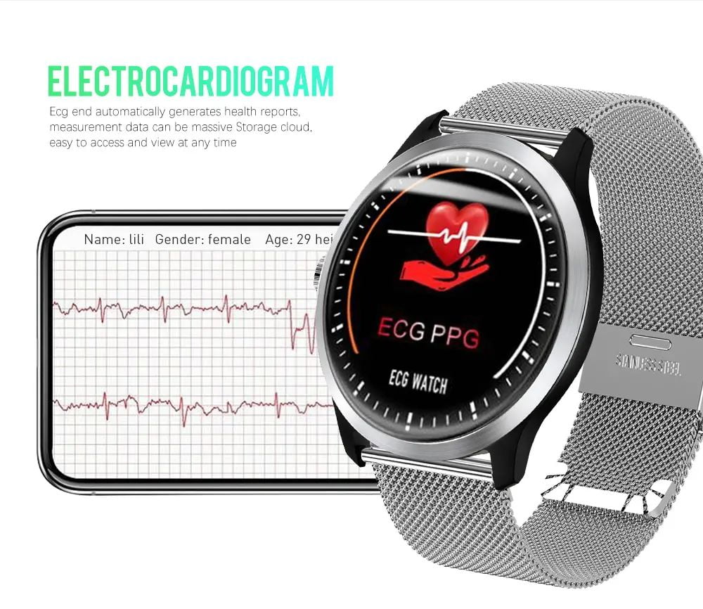 N58 ecg Smart Watch display stainless steel hr sleep monitor (6)