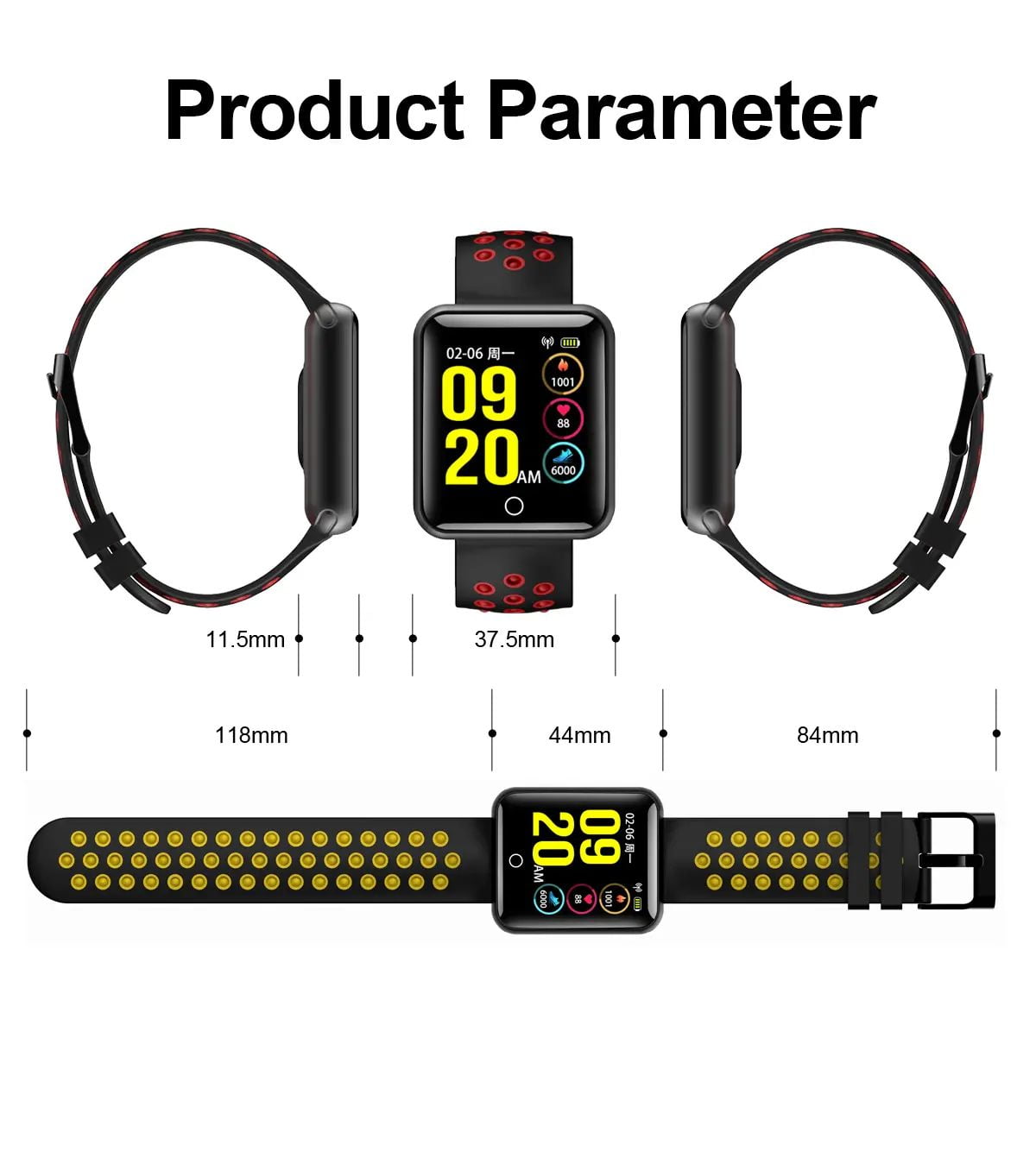 Q81 1.54 hd color screen smart bracelet hr monitor Wholesale (10)