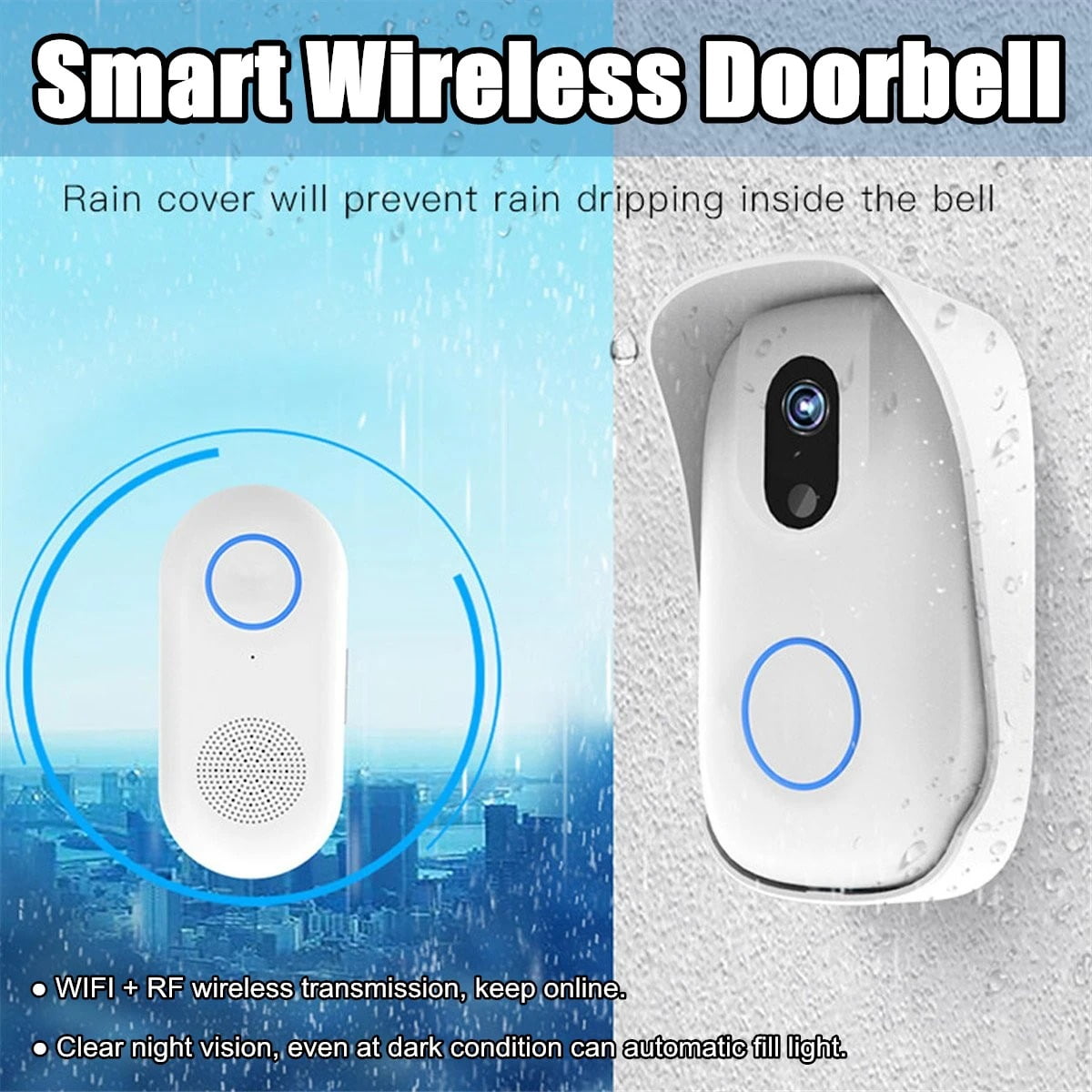 SH02 Smart Wireless Doorbell Lens Video HD Security Camera Night Vision App Control (17)