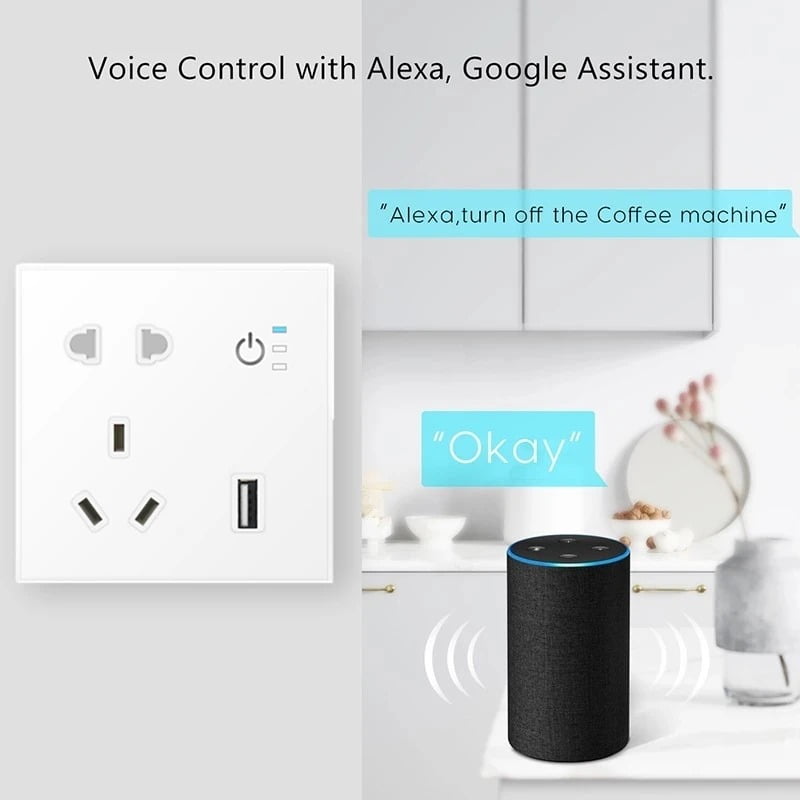 SP04 Tuya Smart Wifi Power Outlet Plugs Alexa Voice Control 86 Remote Control (5)