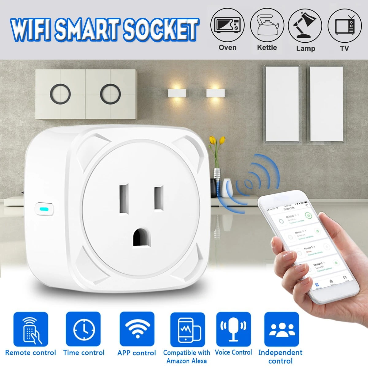 SP11 10A WiFi Smart Plug Socket Switch US Plug Remote control Power Strip Timing (13)
