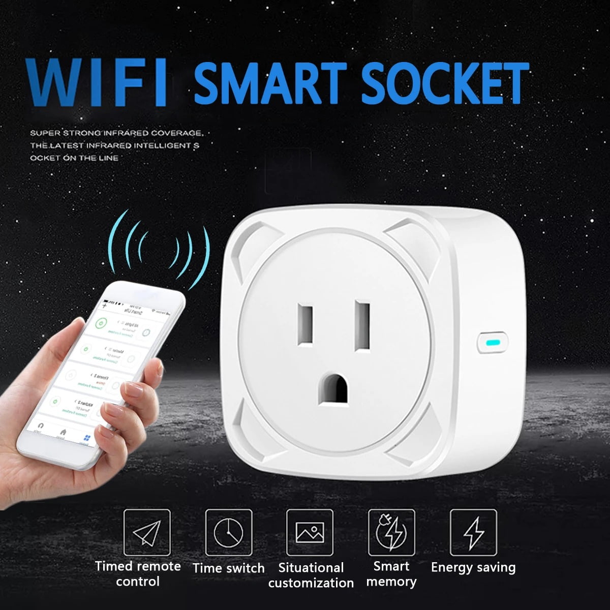 SP11 10A WiFi Smart Plug Socket Switch US Plug Remote control Power Strip Timing (14)