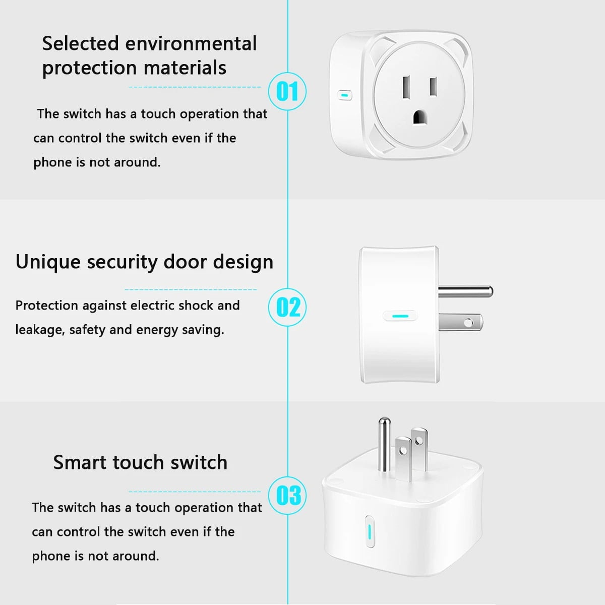 SP11 10A WiFi Smart Plug Socket Switch US Plug Remote control Power Strip Timing (4)