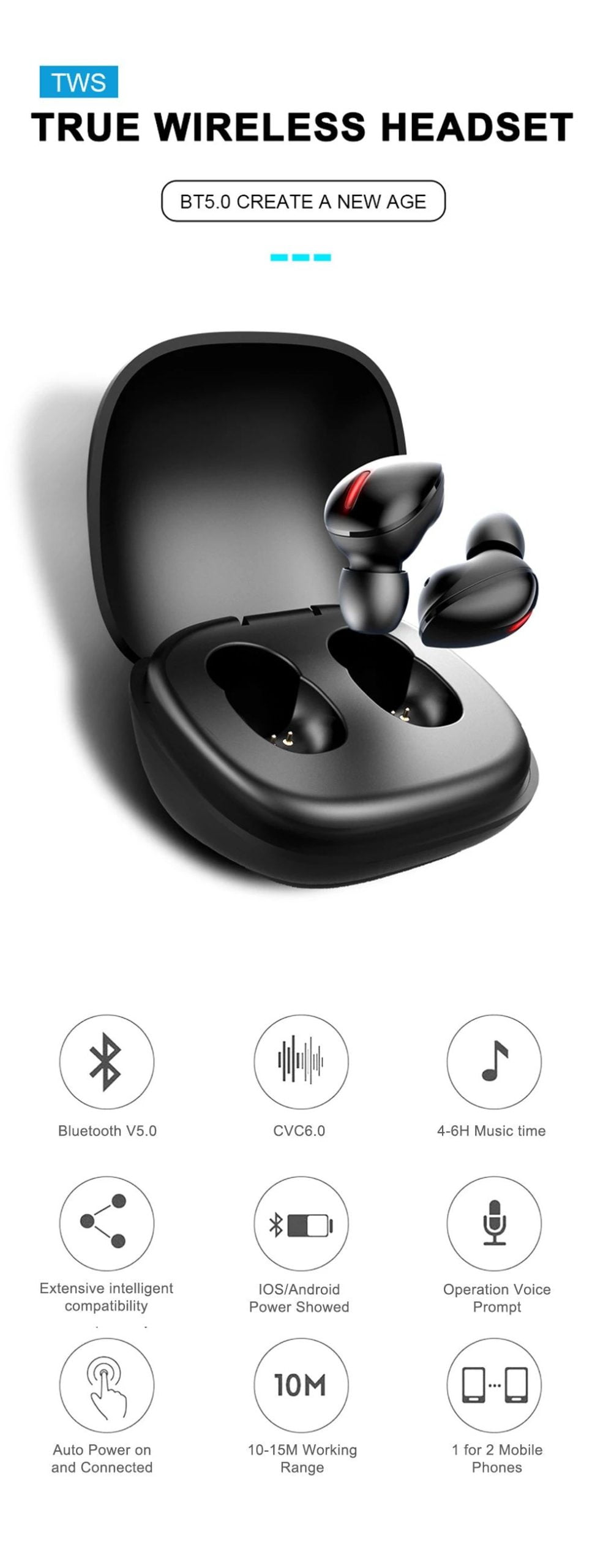 T2 mini tws bluetooth 5.0 wireless earphone stereo bass (1)