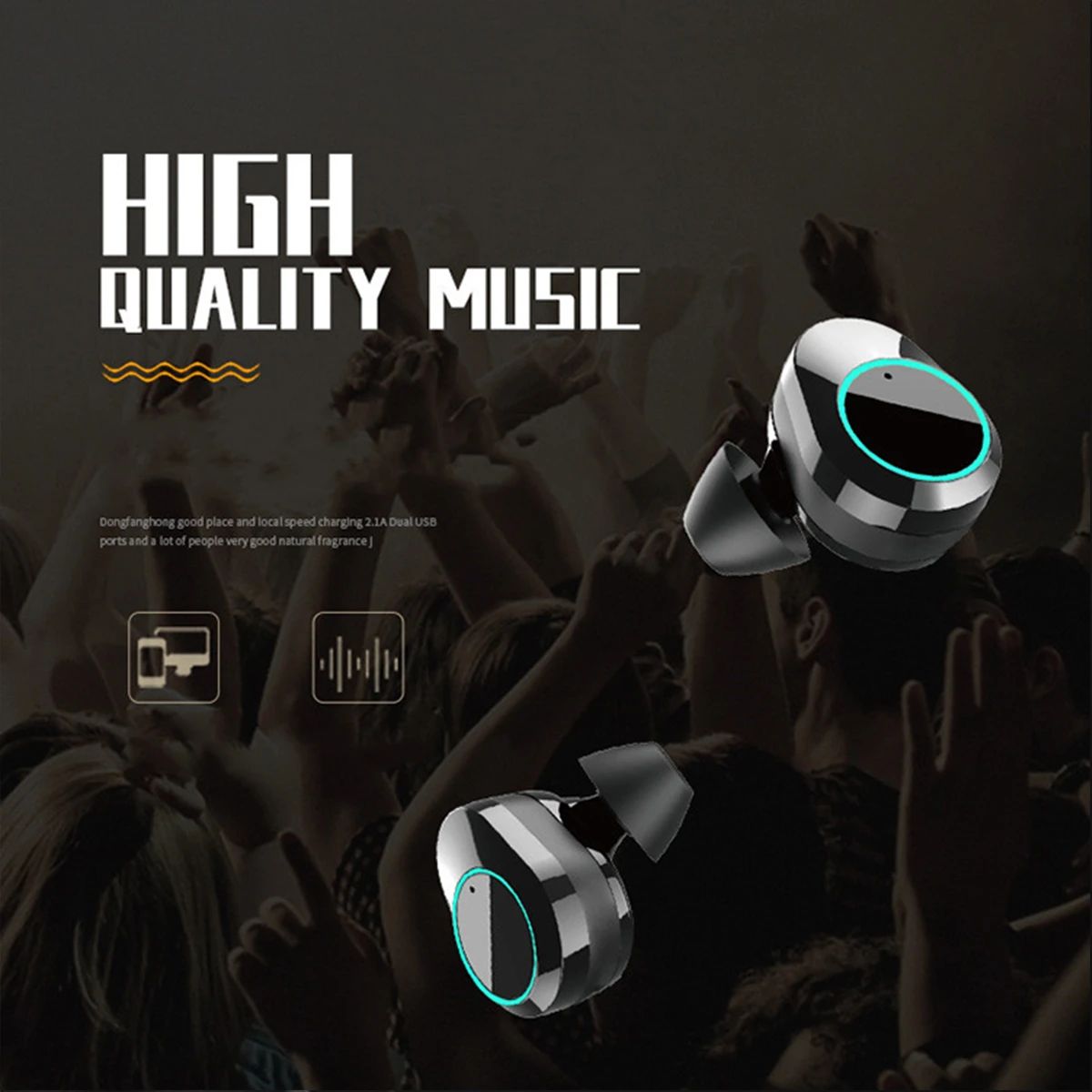 T2C TWS Bluetooth 5.0 earphone hifi stereo type-c charging case wholesale china 1 (7)