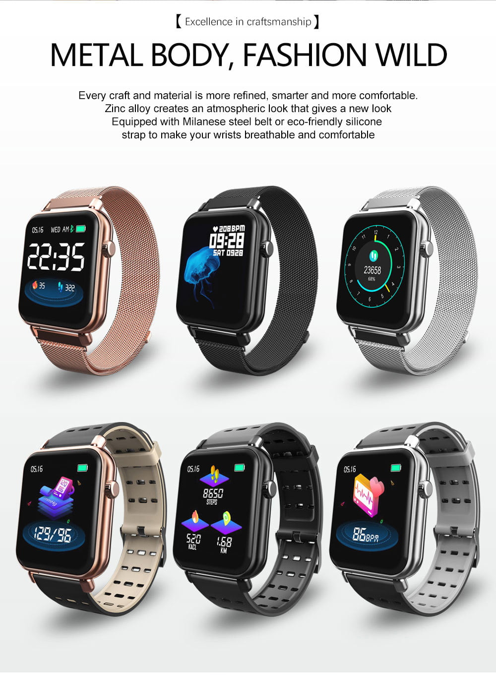 Y6 pro Smart watch fun dynamic icon hr blood pressure (21)
